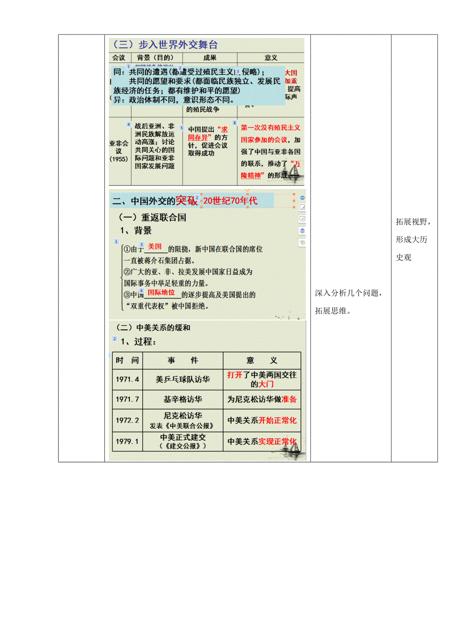 北京市2017届高三历史上册一轮复习 第27课 新中国成立初期至20世纪70年代的中国外交（教学设计） WORD版.doc_第3页