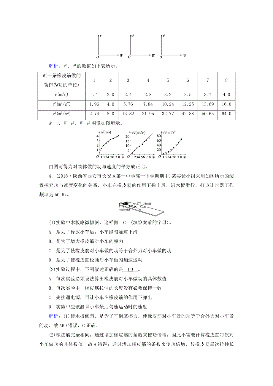 2020高中物理 第七章 机械能守恒定律 第6节 实验：探究功与速度变化的关系优练（含解析）新人教版必修2.doc_第2页