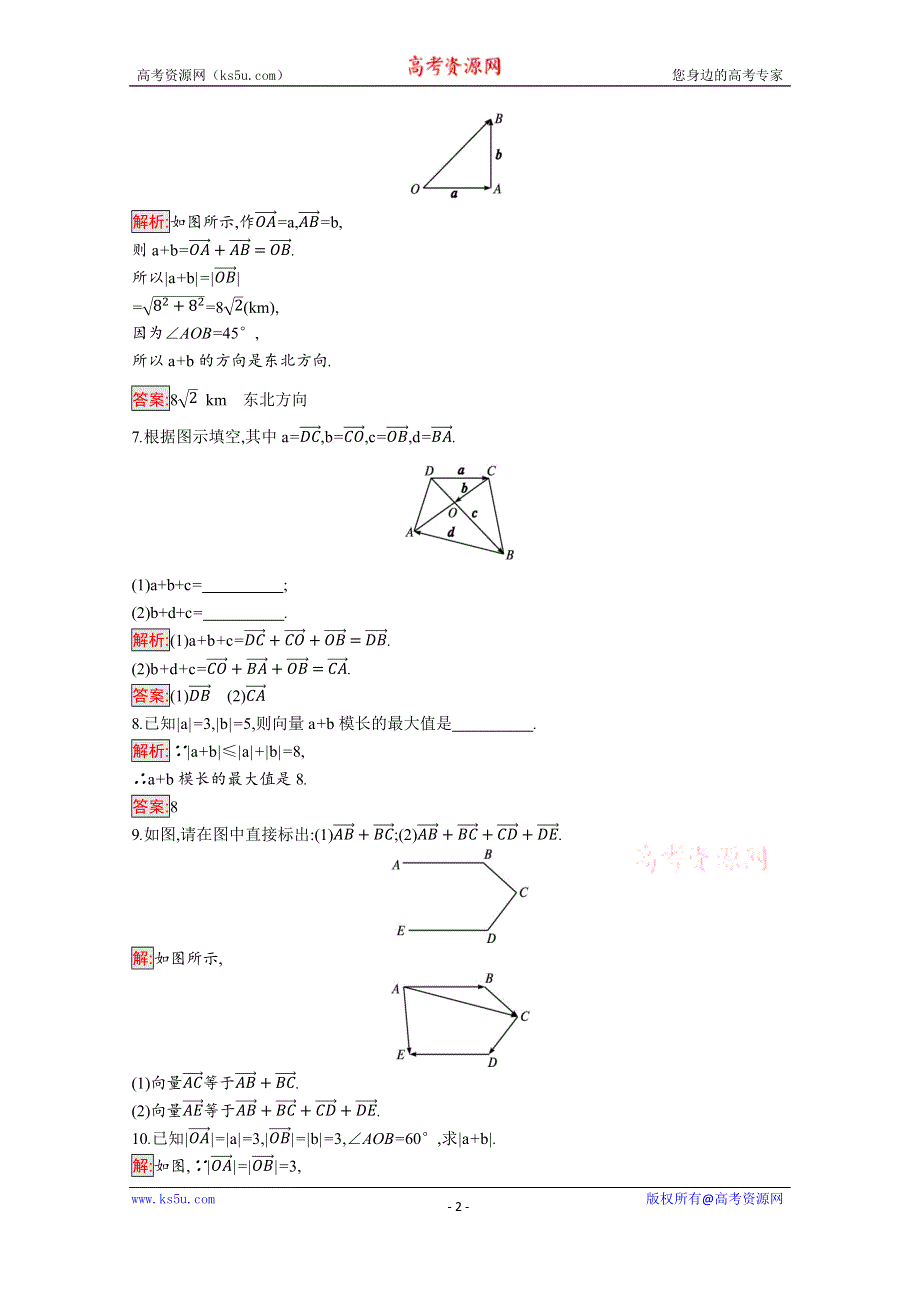 新教材2021-2022学年高一数学人教A版必修第二册巩固练习：6-2-1　向量的加法运算 WORD版含解析.docx_第2页