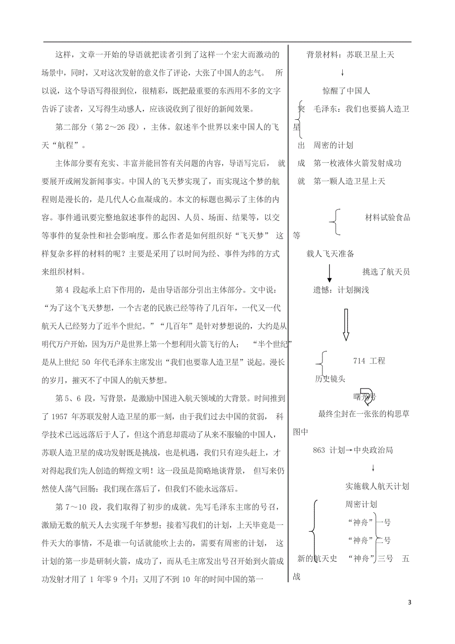 人教版高中语文必修一《飞向太空的航程》教案教学设计优秀公开课 (11).docx_第3页