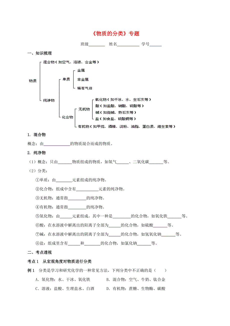 2021年中考化学专题复习 物质的分类考点测试.doc_第1页