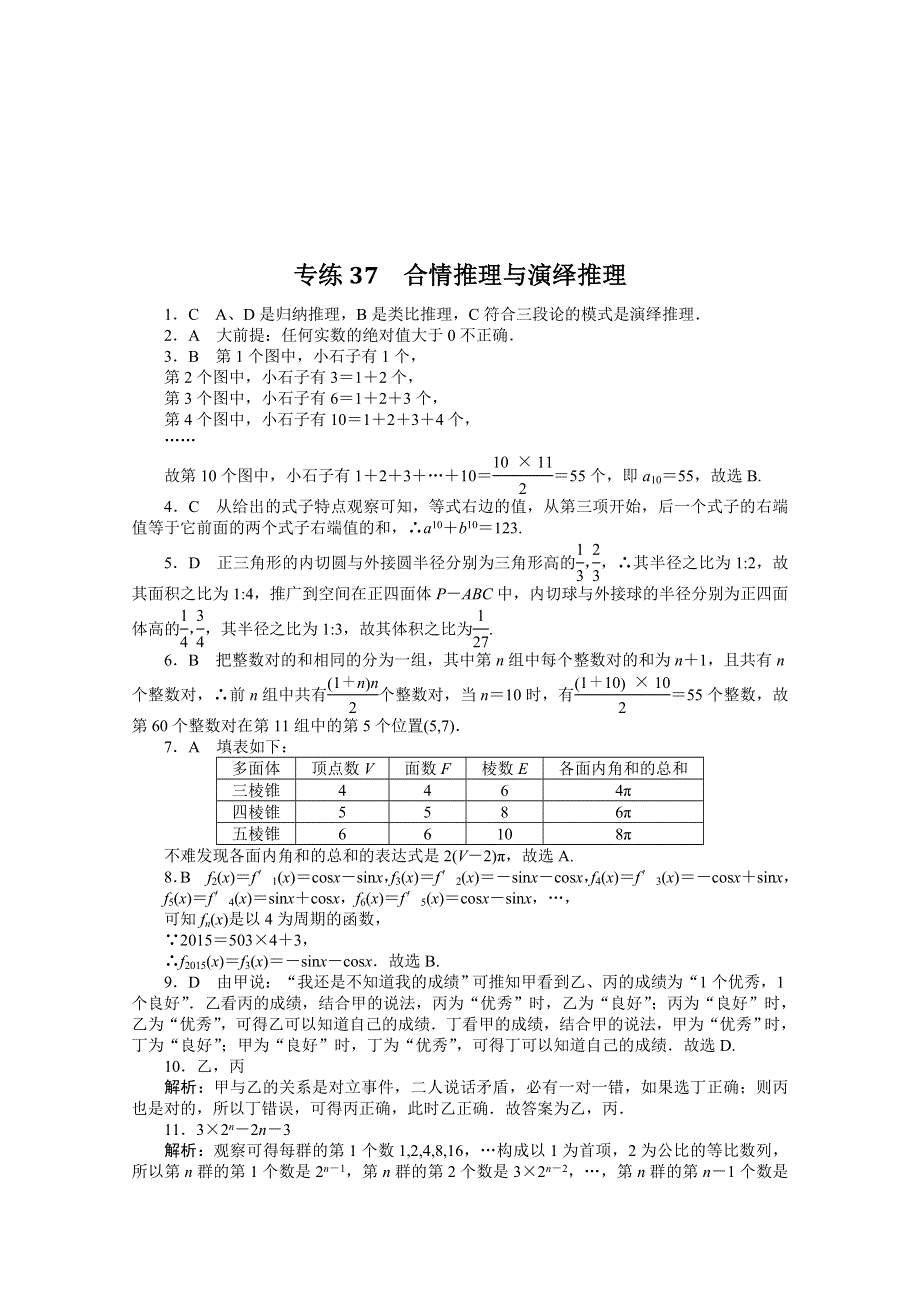 《统考版》2022届高考数学（理科）一轮练习：专练37　合情推理与演绎推理 WORD版含解析.docx_第3页