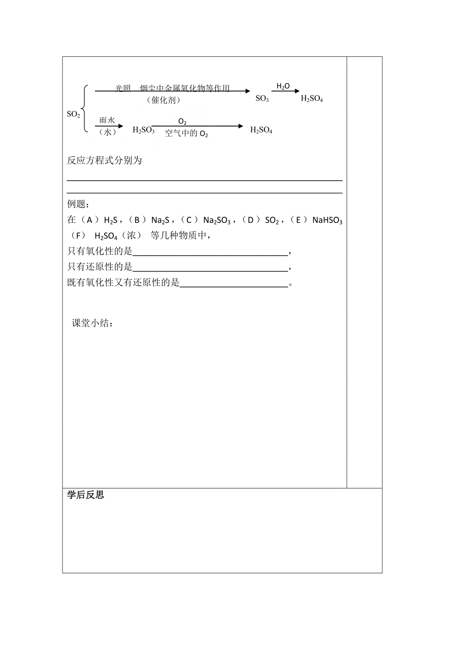 《原创》江苏省2013—2014学年高一化学（苏教版）必修一专题四同步导学案： 1.1二氧化硫的性质和作用.doc_第2页