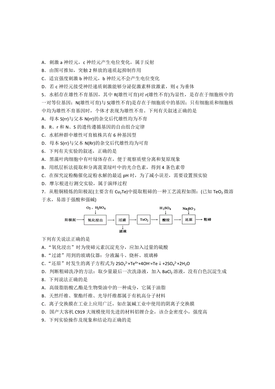 山东省济宁市2019届高三第一次模拟考试理科综合试题 WORD版含答案.doc_第2页