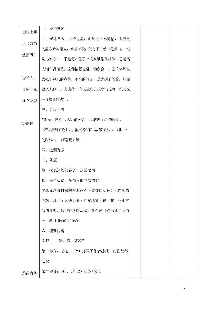 人教版高中语文必修二《故都的秋》教案教学设计优秀公开课 (69).docx_第2页