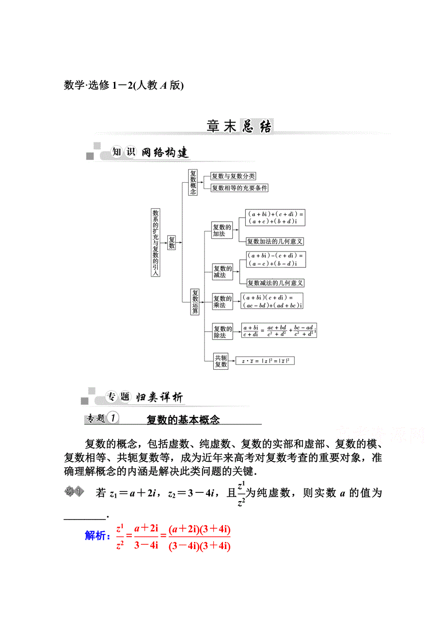 2014-2015学年高中数学课时训练（人教版选修1-2）第三章 章末总结.doc_第1页