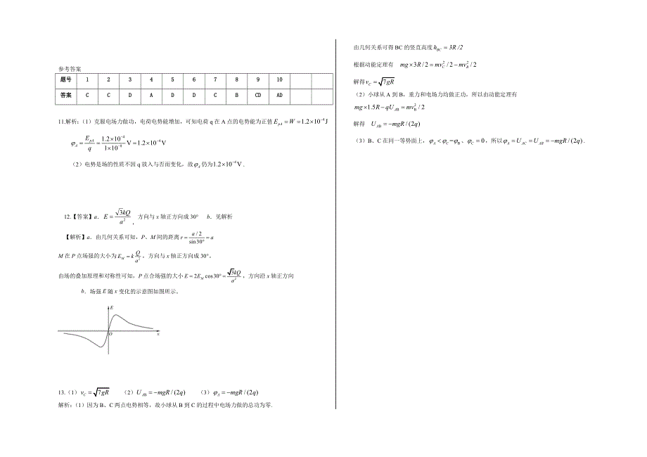 四川省阆中市川绵外国语学校2020-2021学年高二上学期第二次周考质量检测物理试题 WORD版含答案.doc_第3页