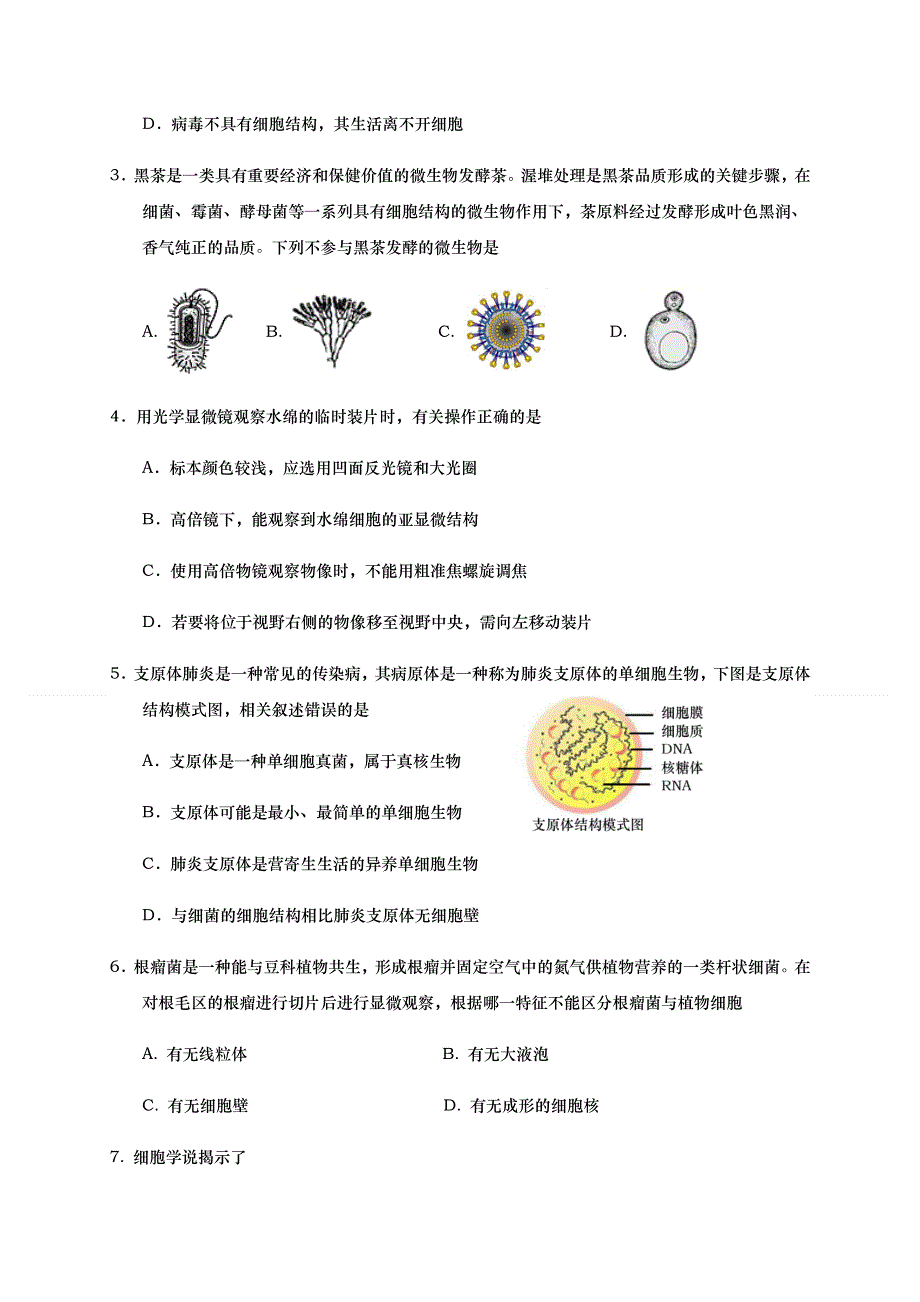 山东省青岛市黄岛区2020-2021学年高一上学期期中考试生物试题 WORD版含答案.docx_第2页