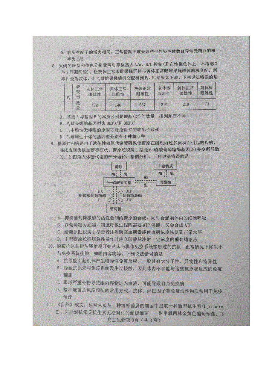 山东省烟台市2020届高三高考适应性练习（二）生物试题 图片版 扫描版含答案.docx_第3页