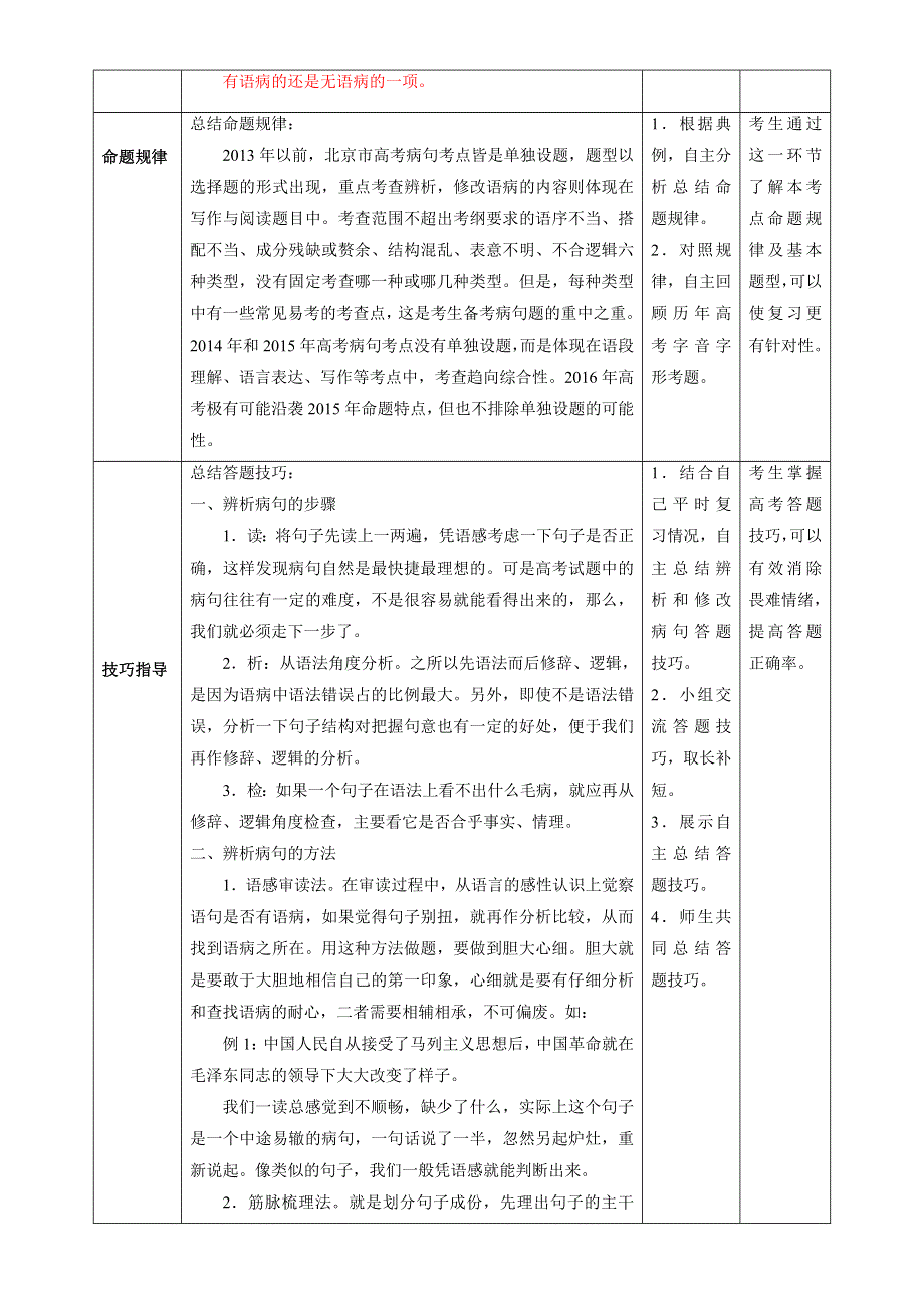 北京市2016届高三语文二轮复习 第03课时 病句（教学设计） WORD版.doc_第3页