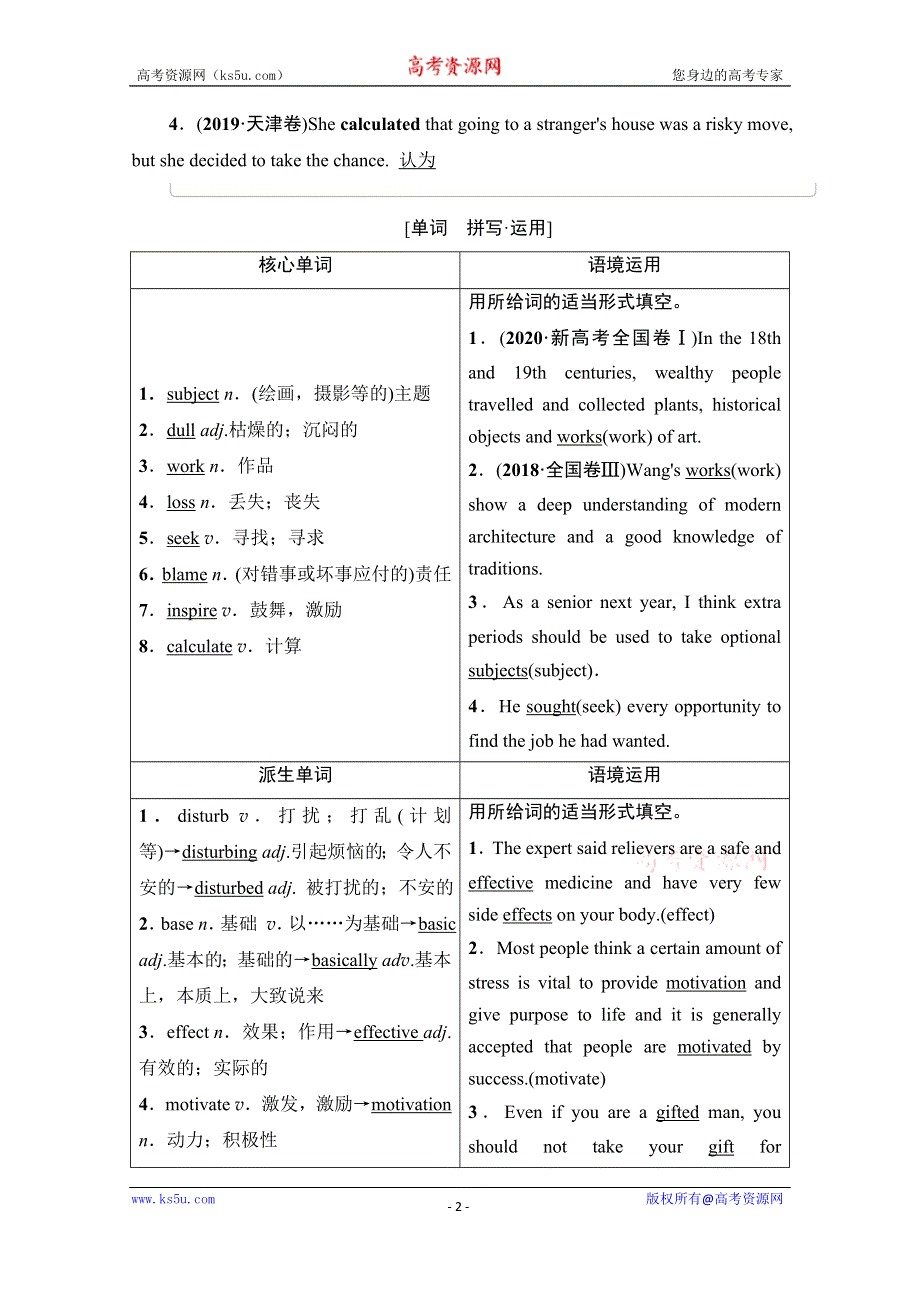 2022届高考统考英语外研版一轮复习教师用书：选修8 MODULE 2　THE RENAISSANCE WORD版含解析.doc_第2页