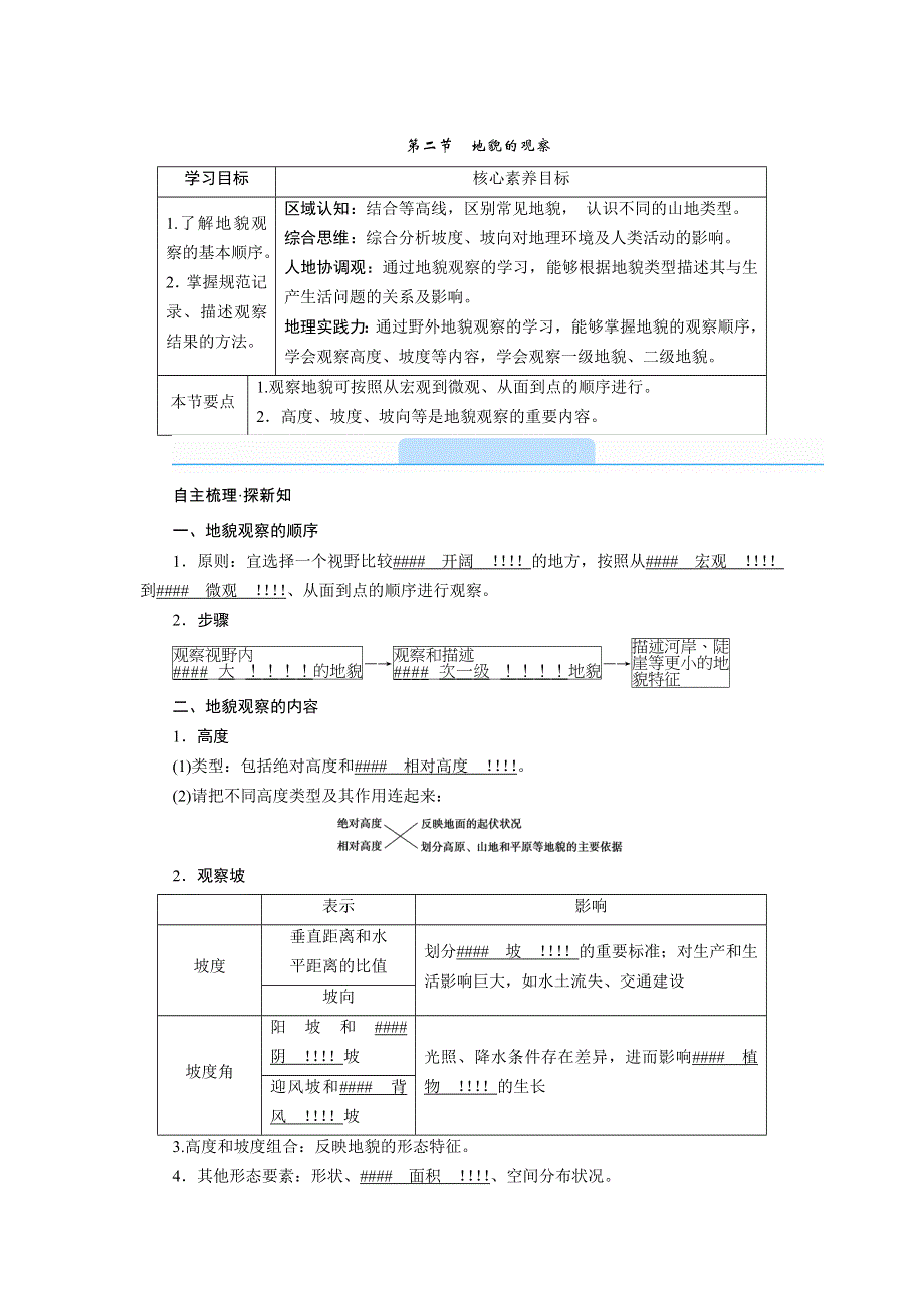 新教材2021-2022学年高一地理人教版（2019）必修第一册学案：第四章 第二节　地貌的观察 WORD版含解析.doc_第1页