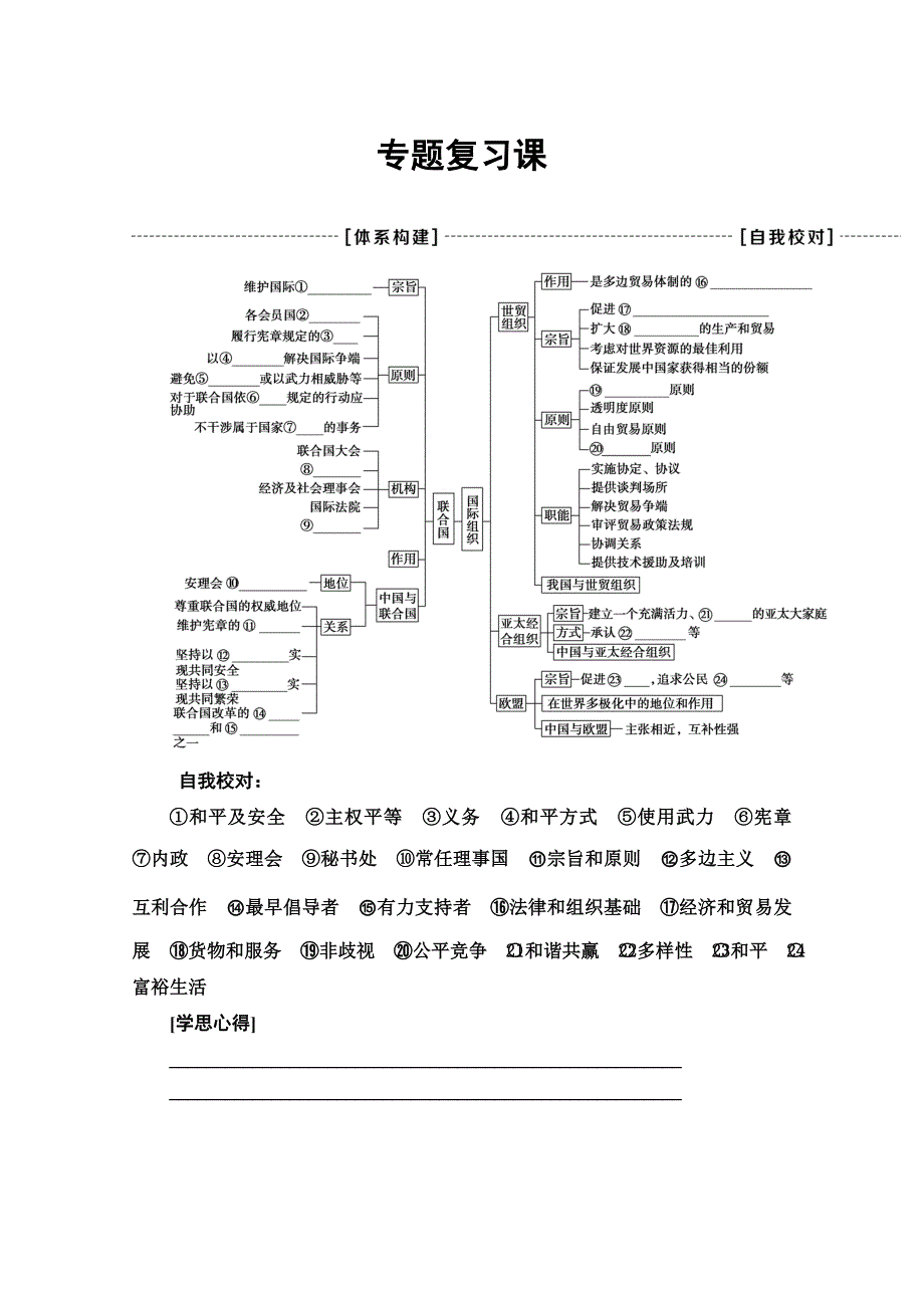 2019-2020学年人教版政治选修三讲义：专题复习课 WORD版含答案.doc_第1页