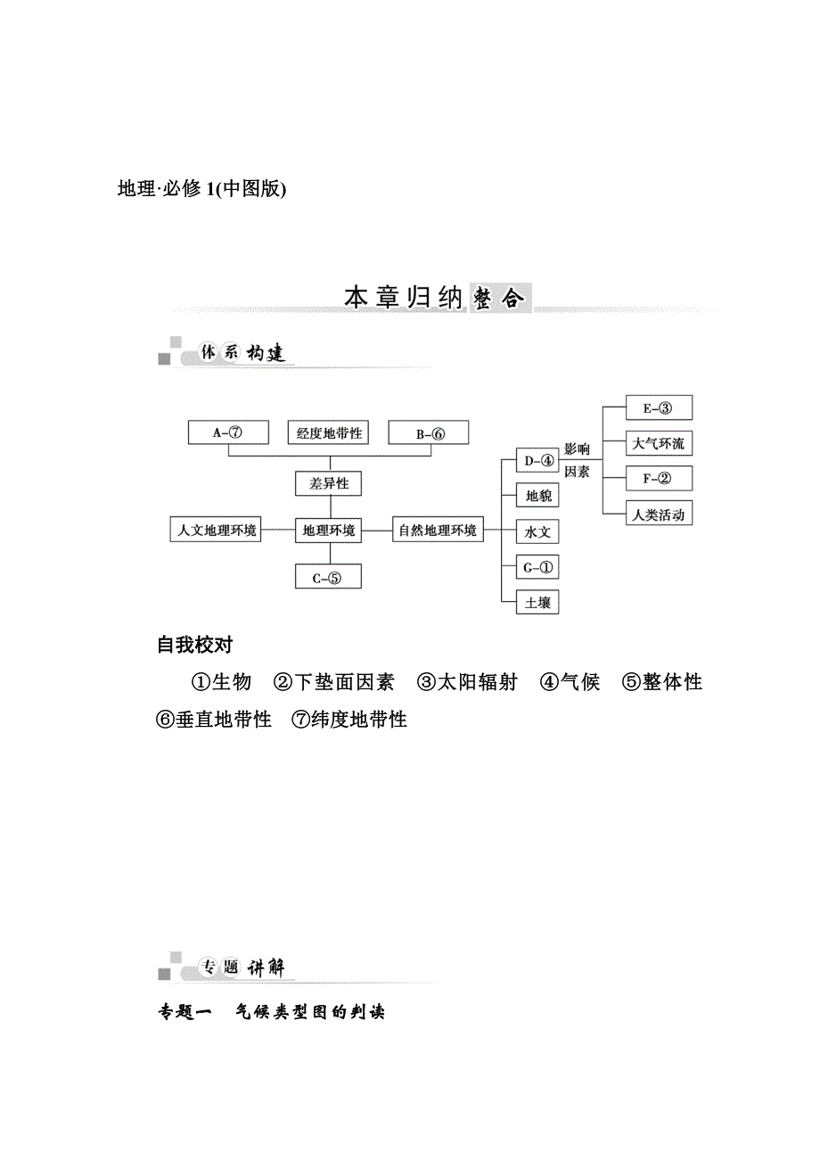 2014-2015学年高中地理（中图版必修1）归纳整合 第三章 第三章.doc_第1页