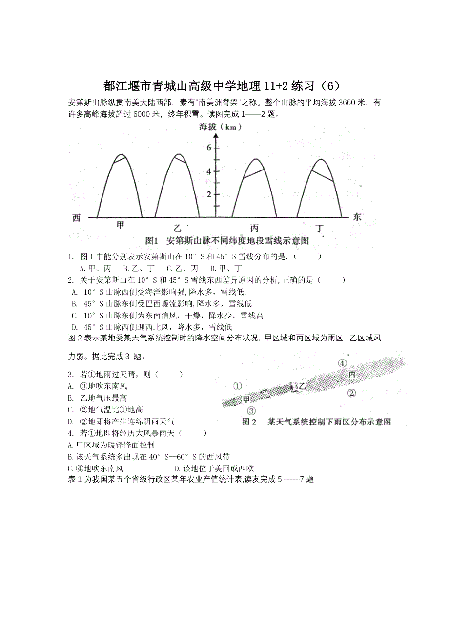 四川省都江堰市青城山高级中学2013届高三地理11 2练习（6） WORD版含答案.doc_第1页