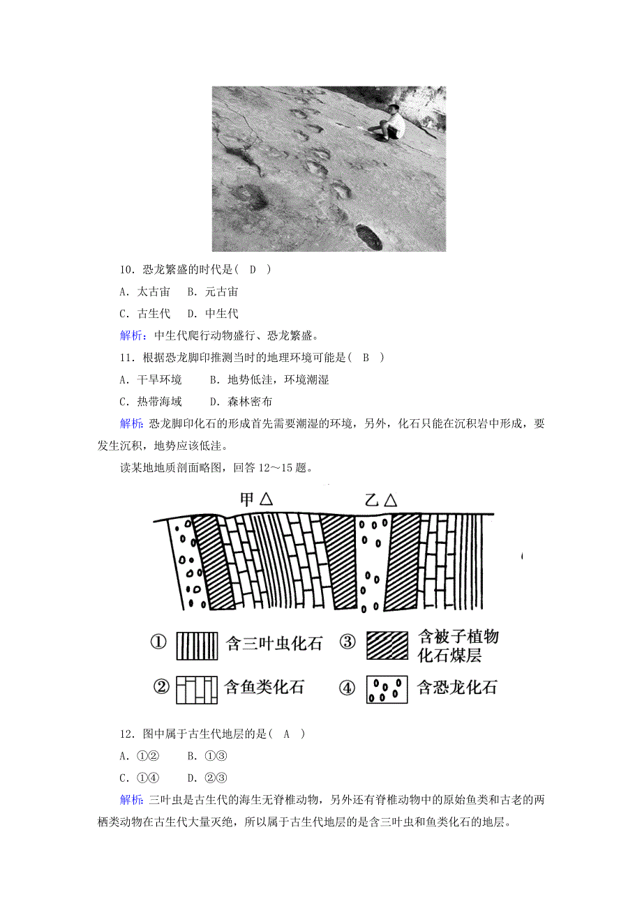 2020-2021学年新教材高中地理 第一章 宇宙中的地球 3 地球的历史练案（含解析）新人教版必修第一册.doc_第3页