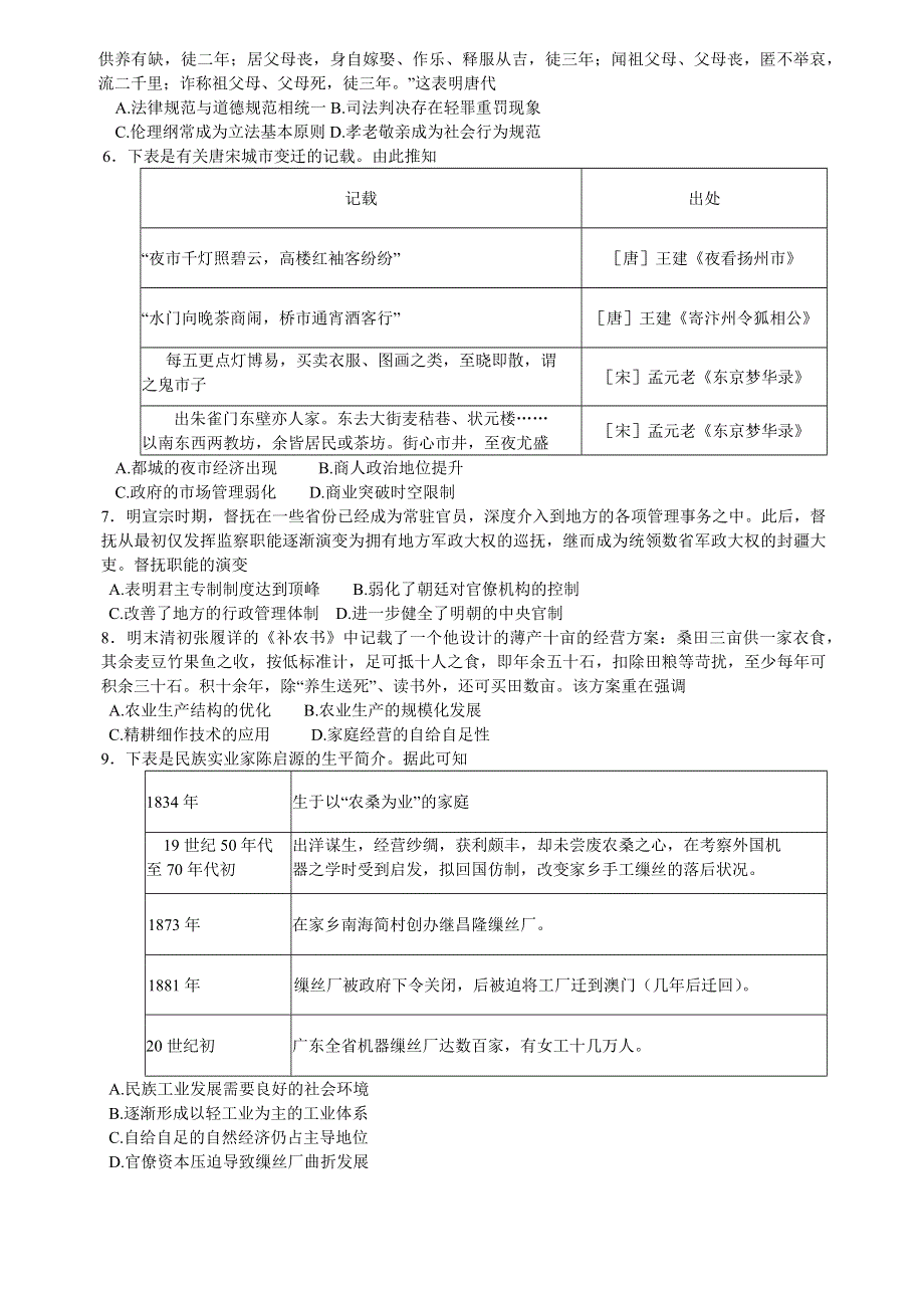 山西省大同市2023届高三上学期第一次学情调研测试历史试题.docx_第2页