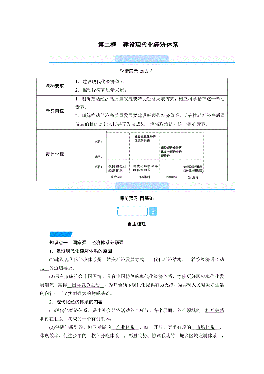 新教材2021-2022学年高一部编版政治必修2学案：3-2 建设现代化经济体系 WORD版含解析.doc_第1页