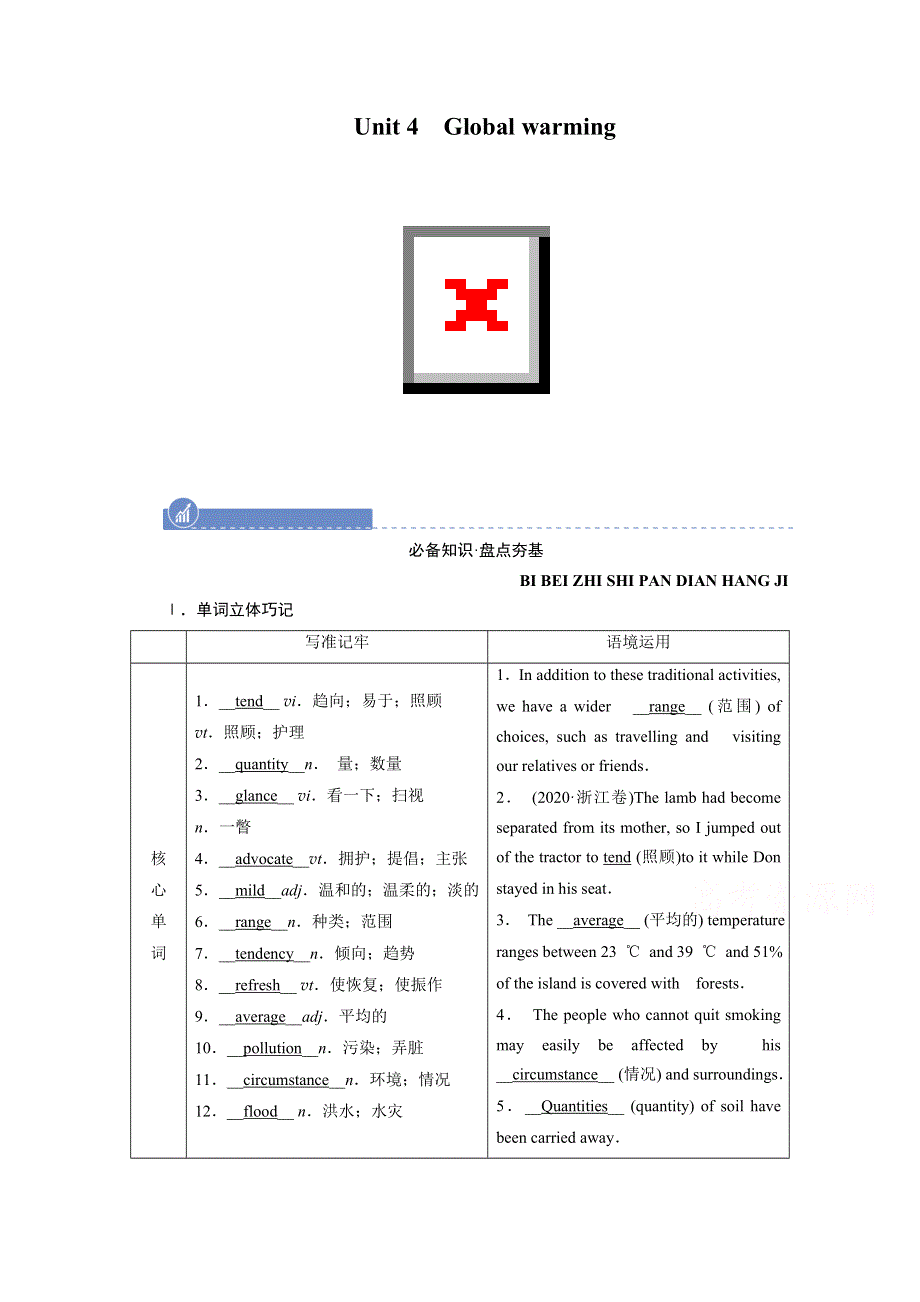 2022届高考英语（人教版）一轮总复习学案：选修六 UNIT 4　GLOBAL WARMING WORD版含解析.doc_第1页