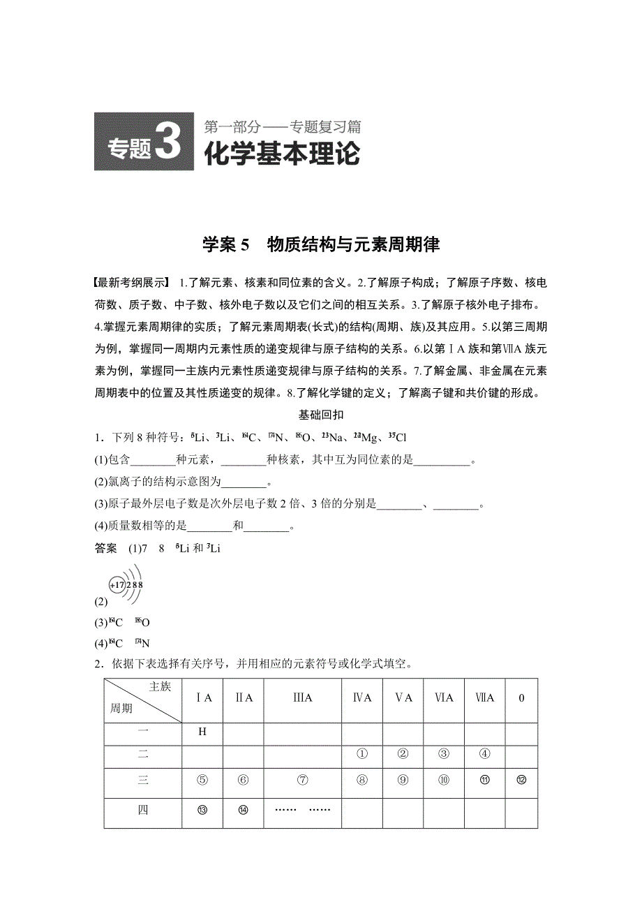 《考前三个月》2015高考化学（广东专用）二轮复习 第一部分 专题3 化学基本理论5.docx_第1页