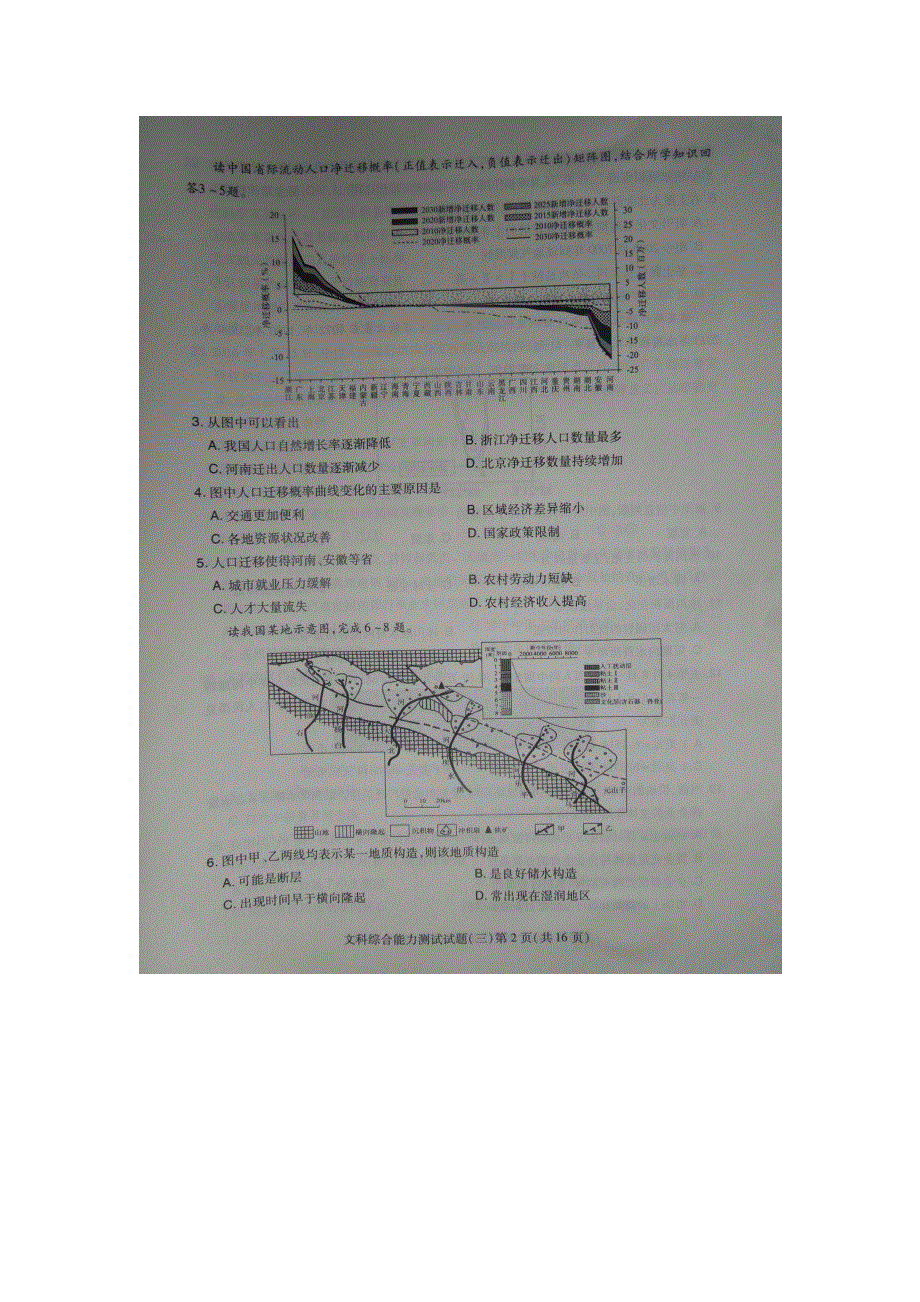 2016年普通高等学校招生全国统一押题考试（三）文科综合试题 扫描版含答案.doc_第2页