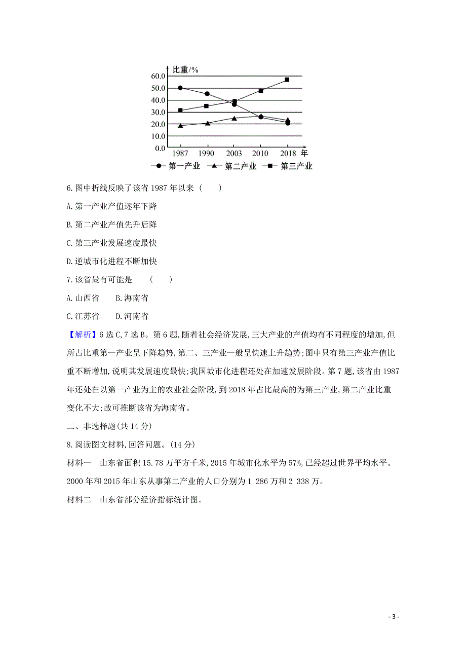 2020-2021学年新教材高中地理 第二单元 不同类型区域的发展 第三节 产业结构转型地区的发展——以珠三角地区为例课时检测（含解析）鲁教版选择性必修第二册.doc_第3页