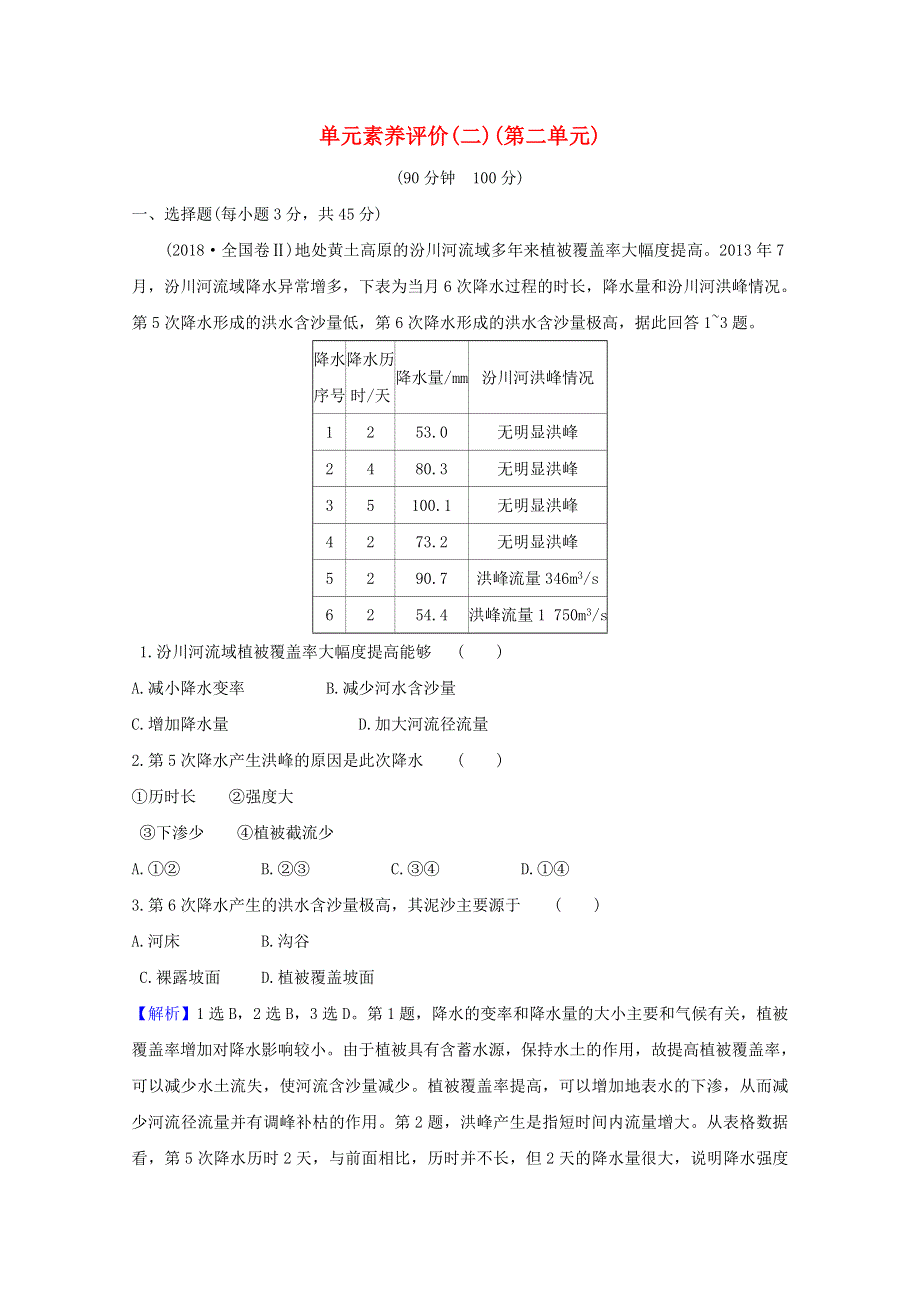 2020-2021学年新教材高中地理 第二单元 不同类型区域的发展 单元素养评价（含解析）鲁教版选择性必修2.doc_第1页