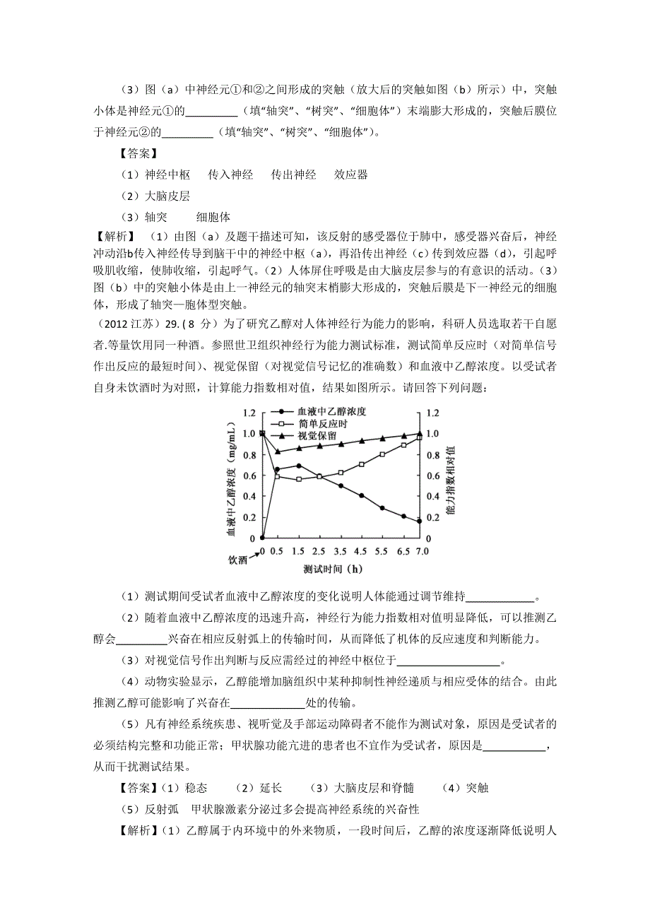 《原创》近六年高考题考点题型归纳分析--神经冲动的产生和传导.doc_第3页