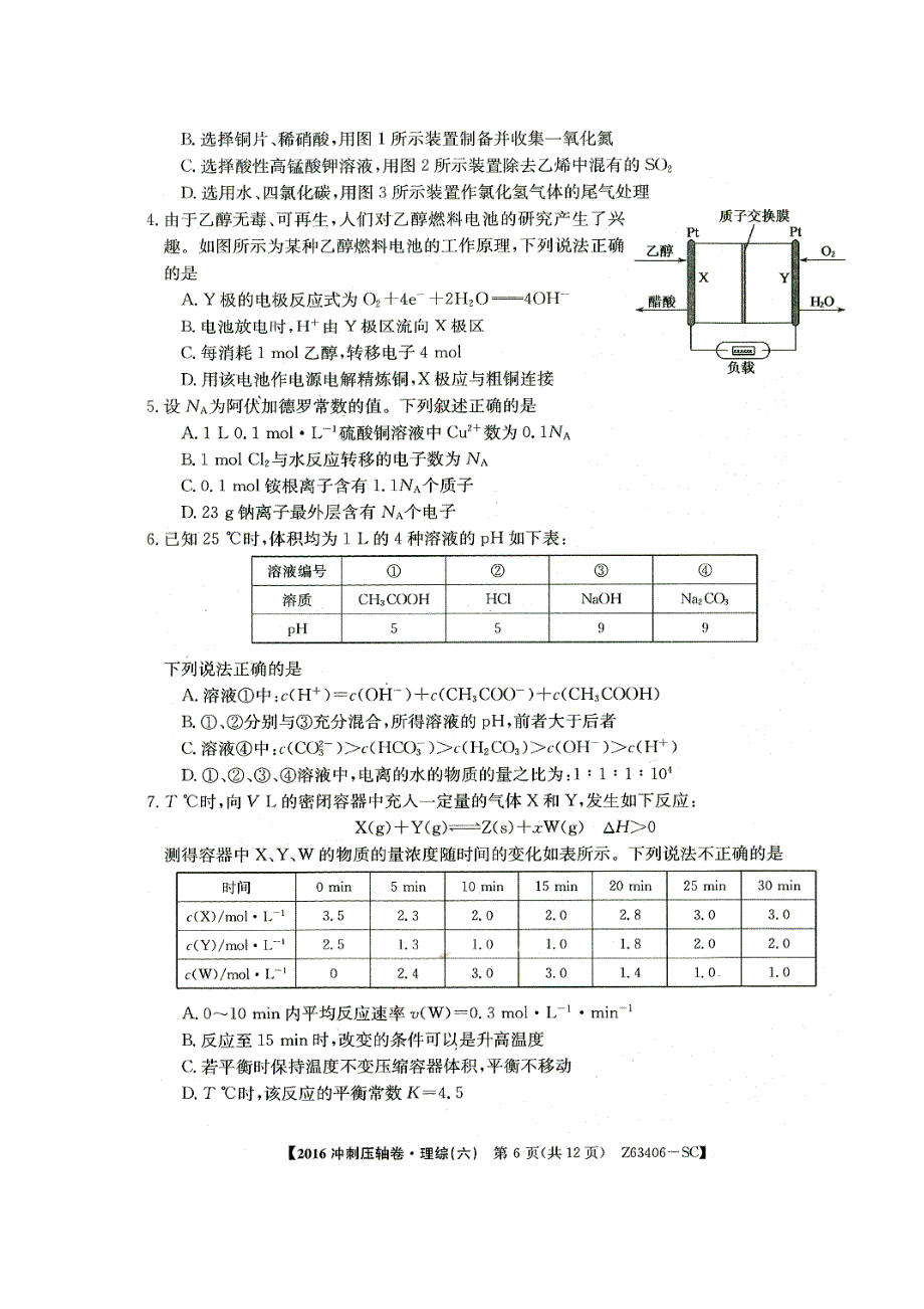 2016年四川高考冲刺压轴卷理科综合&化学6 扫描版含答案.doc_第2页