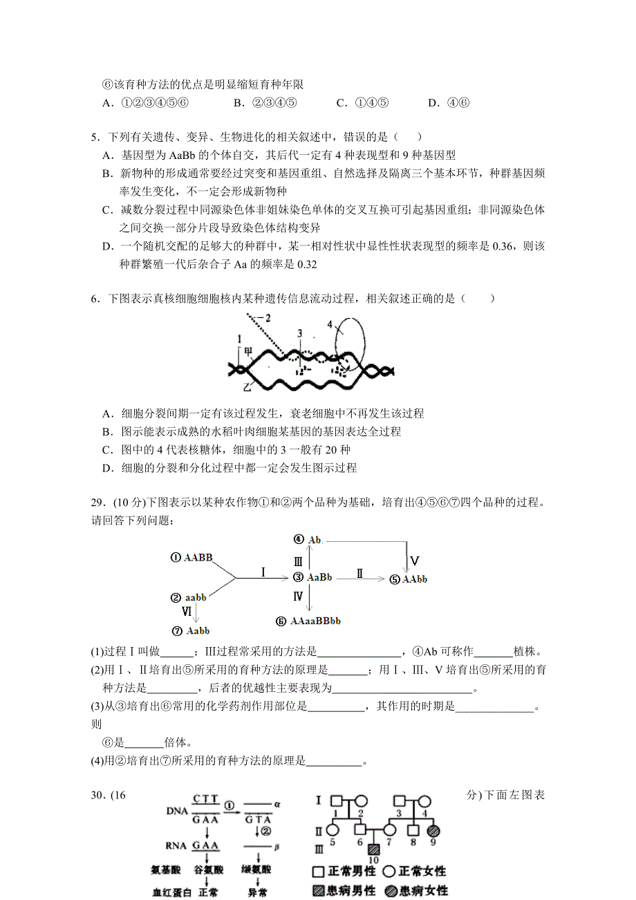 内蒙古包头市第九中学2016届高三上学期期中考试生物试题 WORD版含答案.doc_第2页