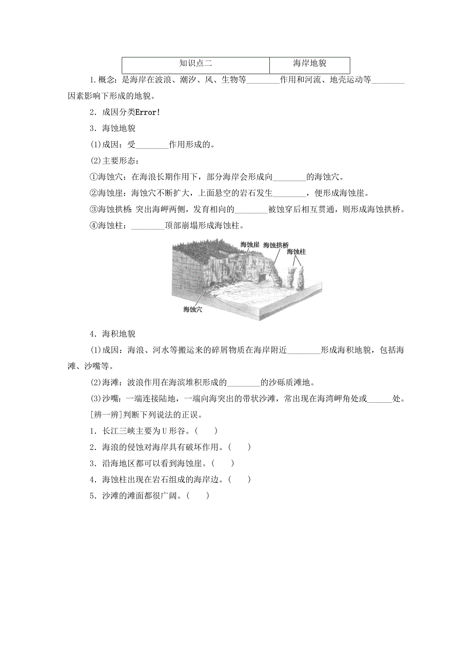 2020-2021学年新教材高中地理 第二单元 自然地理要素及现象 第一节 第1课时 地貌的概念、河流地貌、海岸地貌练习（含解析）中图版必修1.doc_第2页