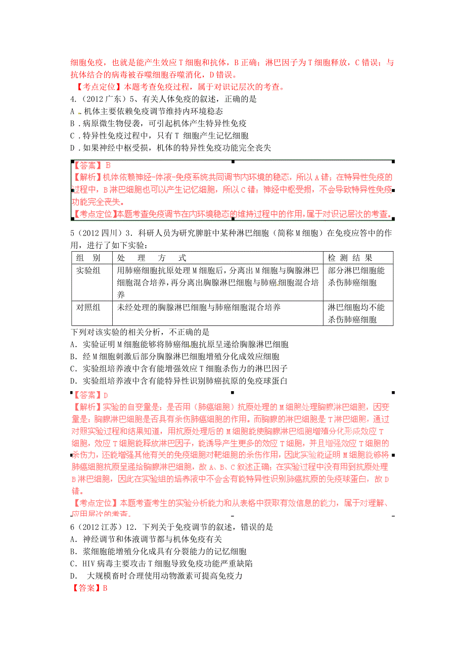 2012年高考试题分项版解析生物专题16 免疫调节.doc_第2页