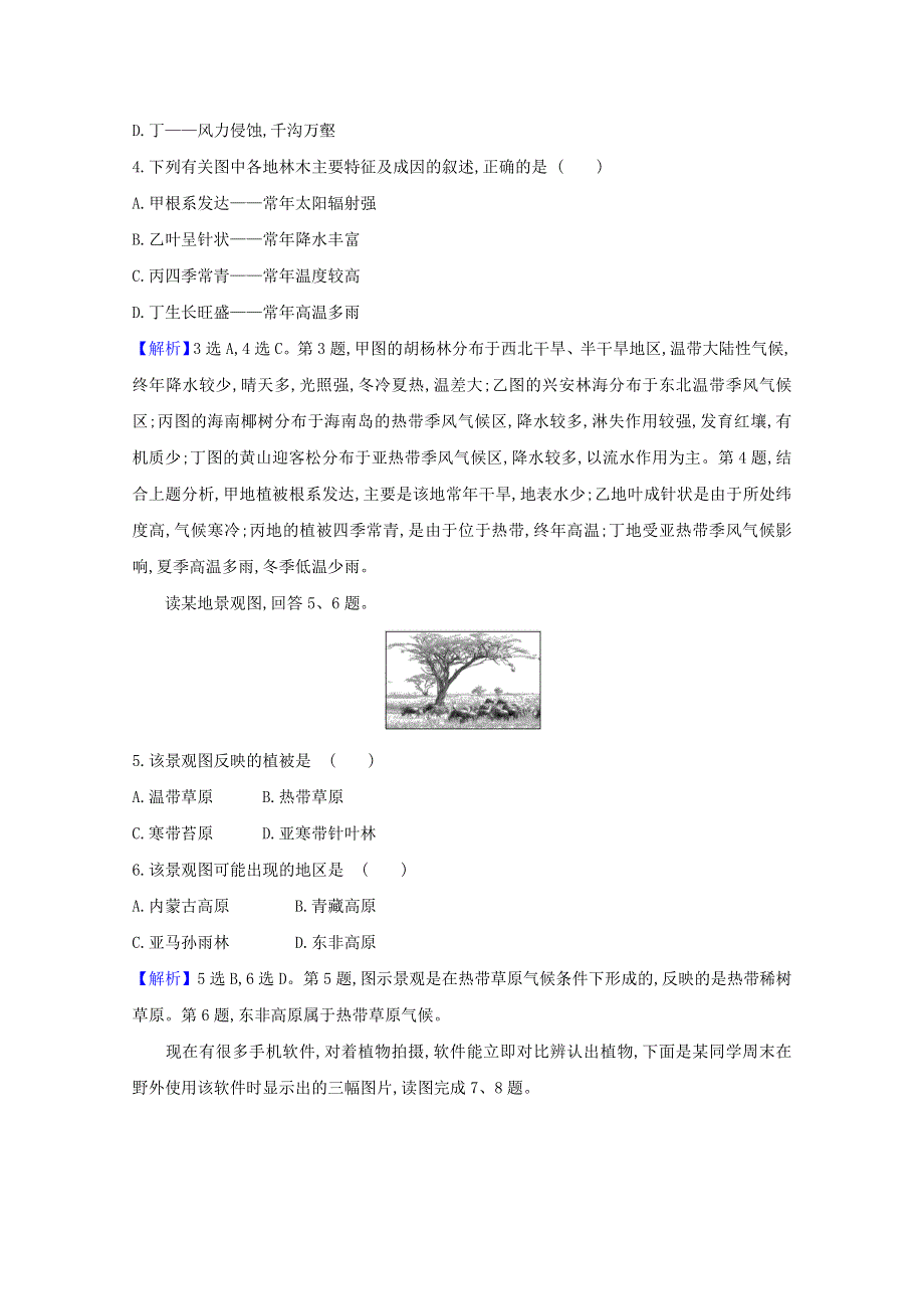 2020-2021学年新教材高中地理 第五章 植被与土壤 单元测试（含解析）新人教版必修1.doc_第2页