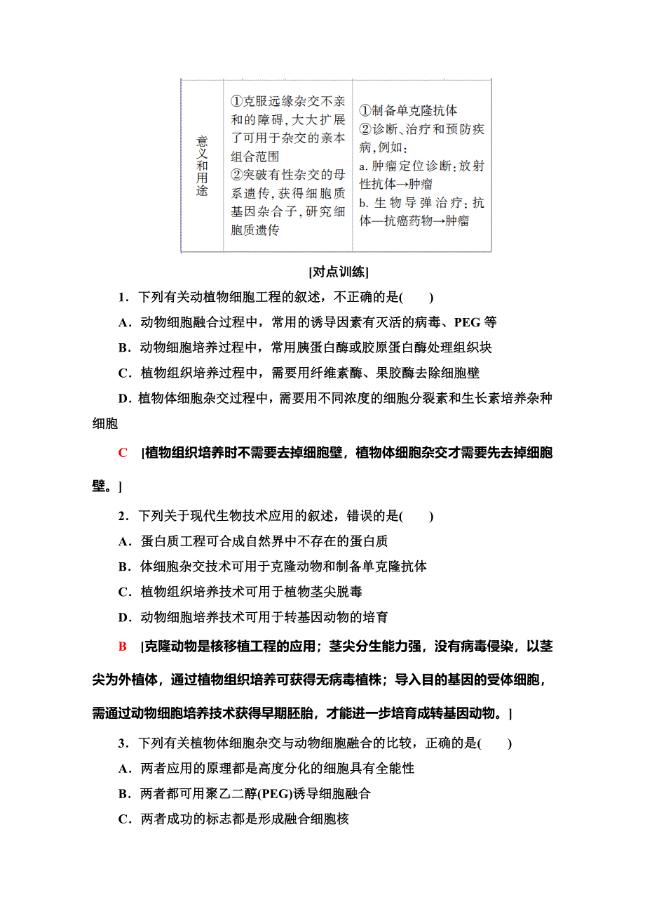 2019-2020学年人教版生物选修三讲义：专题2 素能提升课 细胞工程 WORD版含答案.doc_第3页