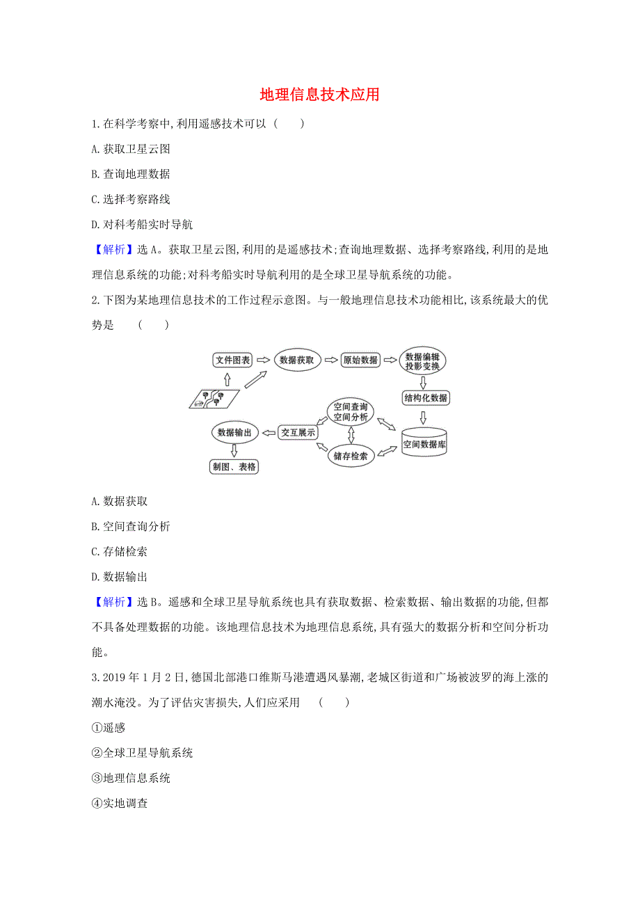 2020-2021学年新教材高中地理 第四单元 从人地作用看自然灾害 单元活动 地理信息技术应用课堂检测（含解析）鲁教版必修1.doc_第1页