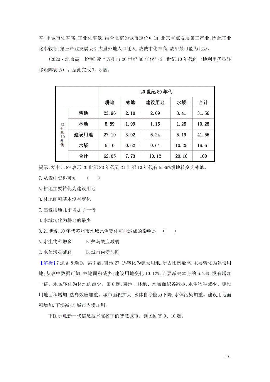 2020-2021学年新教材高中地理 第二章 乡村和城镇 2 城镇化课时检测（含解析）新人教版必修2.doc_第3页