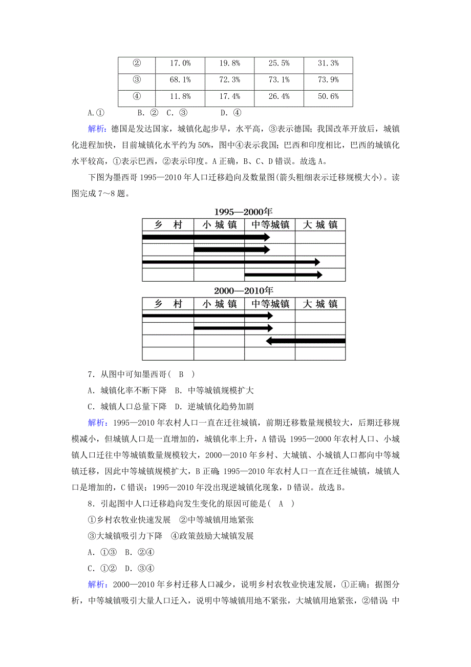 2020-2021学年新教材高中地理 第二章 乡村和城镇 2-1 城镇化的意义和世界城镇化进程练习（含解析）新人教版必修2.doc_第3页