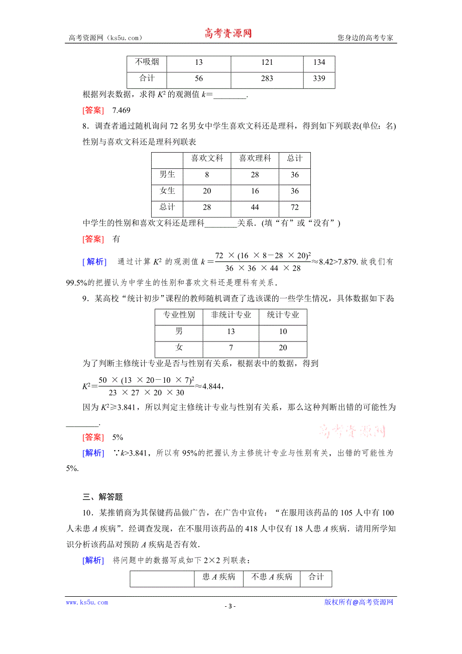 《成才之路》2015-2016学年高中数学人教A版选修1-2同步练习：第一章 统计案例 1.2 独立性检验的基本思想及其初步应用.doc_第3页