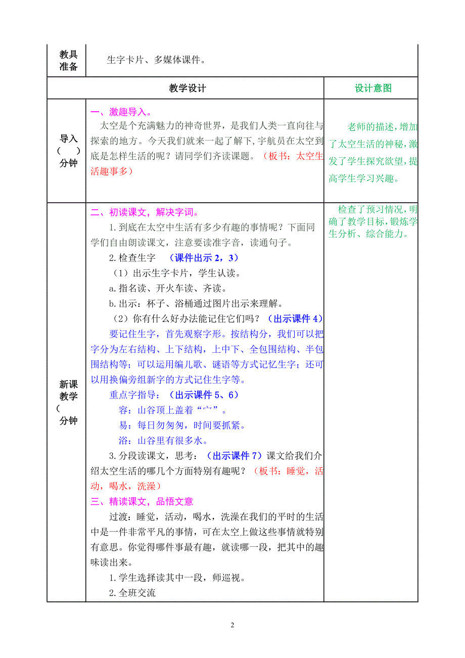 部编版小学语文二年级下册：18 太空生活趣事多教案.doc_第2页