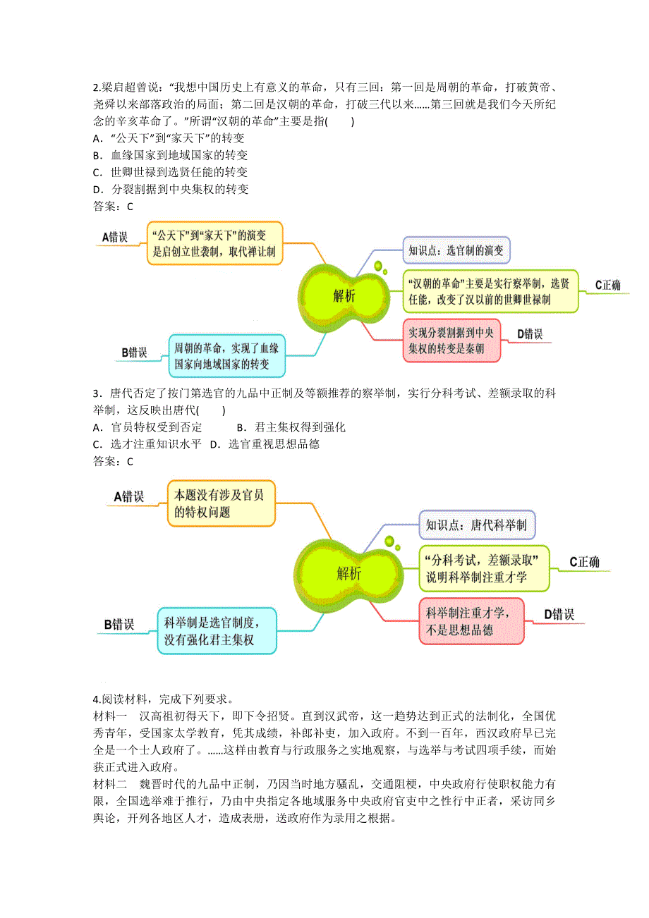 教材图解&人教版高中历史必修1（思维导图和微试题）1.doc_第2页