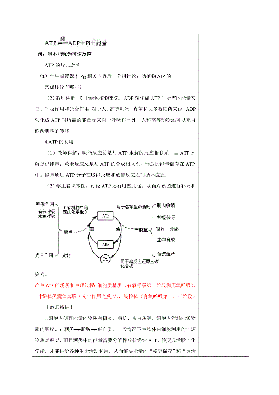 广东省揭阳市第三中学人教版生物必修一5.2细胞的能量“通货”——ATP 教案 .doc_第2页