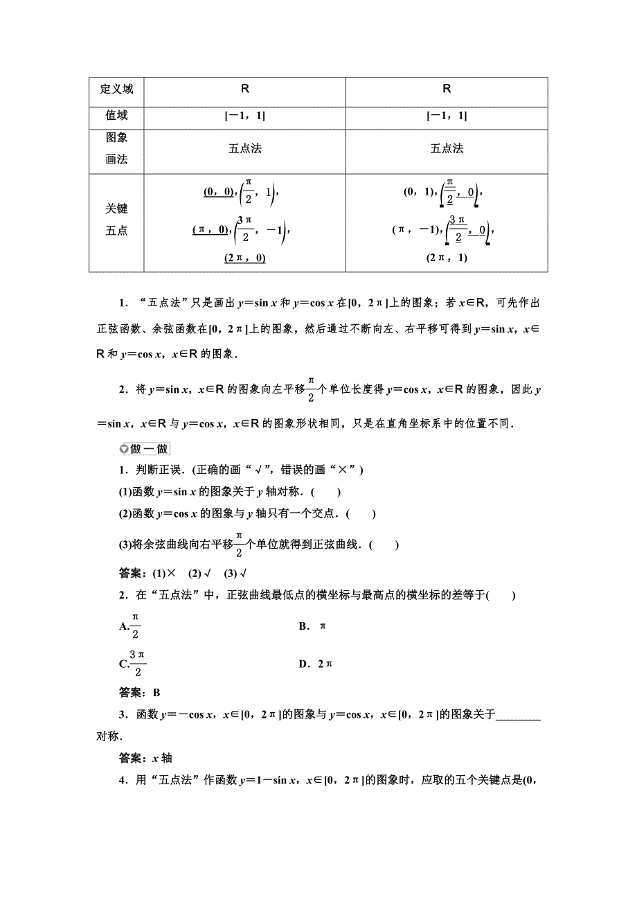 新教材2021-2022学年高中人教A版数学必修第一册学案：5-4-1　正弦函数、余弦函数的图象 WORD版含答案.doc_第2页