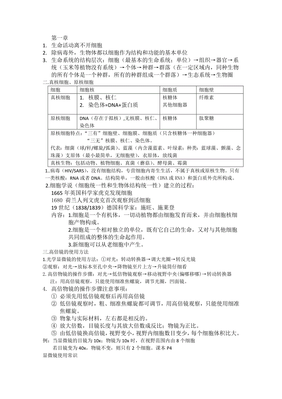 广东省揭阳市第三中学人教版高一生物必修一知识点总结 .doc_第1页