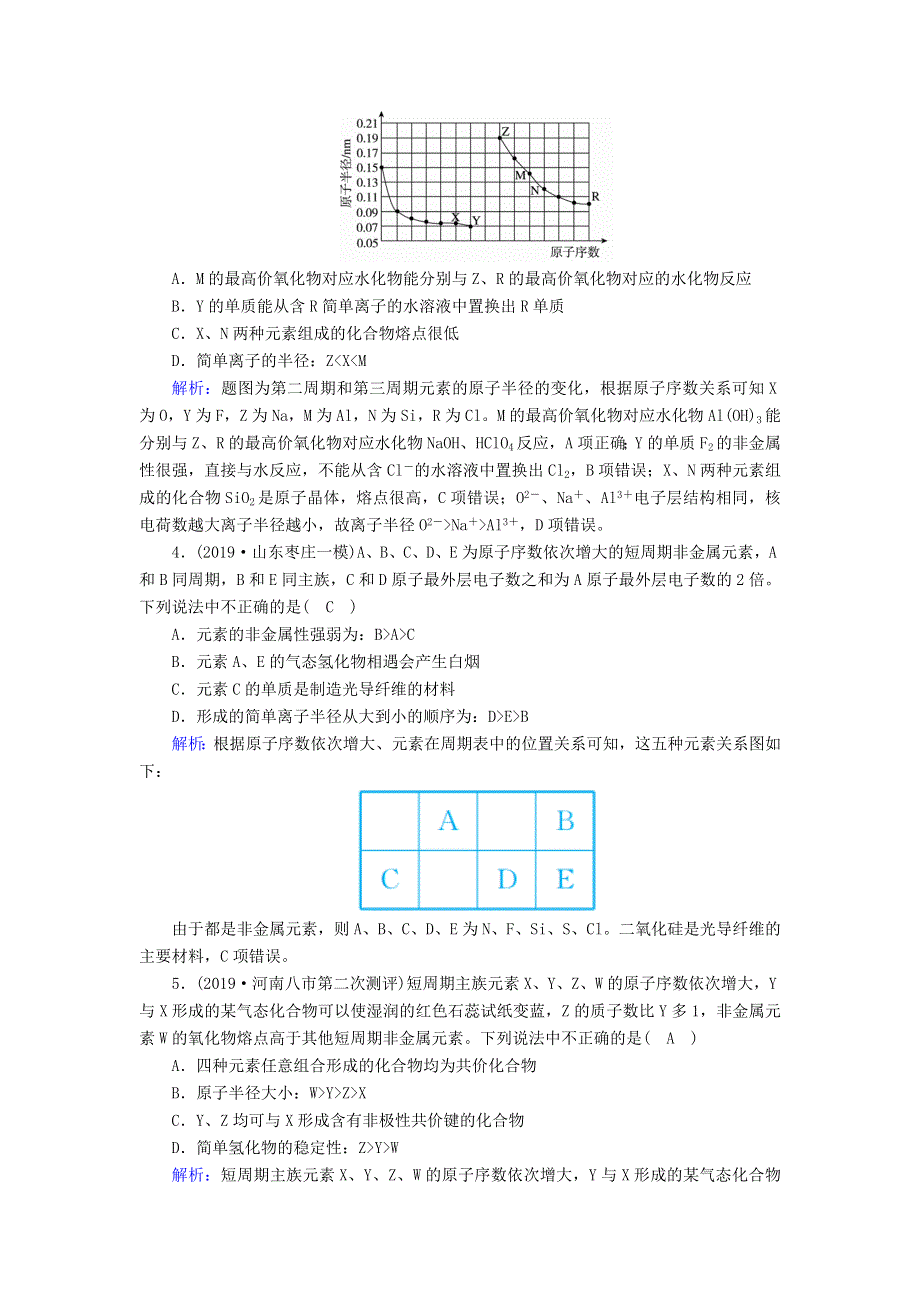 2020高考化学一轮复习 第五章 原子结构 元素周期律 课时作业16 元素周期表 元素周期律（含解析）.doc_第2页