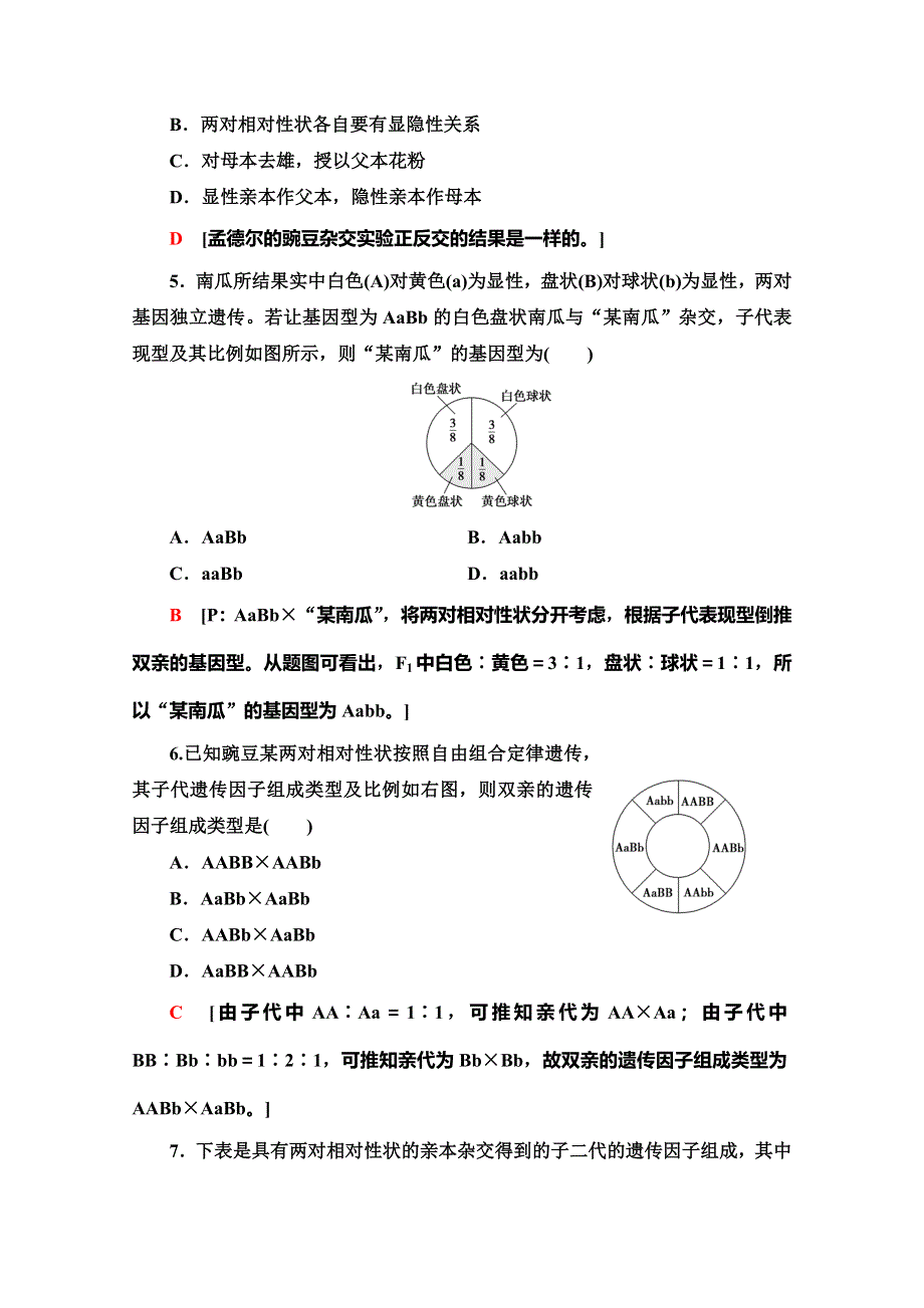 2019-2020学年人教版生物必修二课时分层作业3 孟德尔的豌豆杂交实验2　第1课时 WORD版含解析.doc_第2页