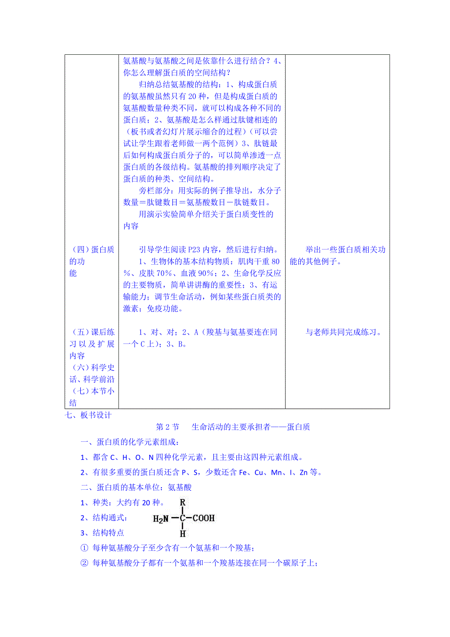 2014-2015学年高中生物课时教案新人教版必修1 2.2《生命活动的主要承担者——蛋白质》.doc_第2页