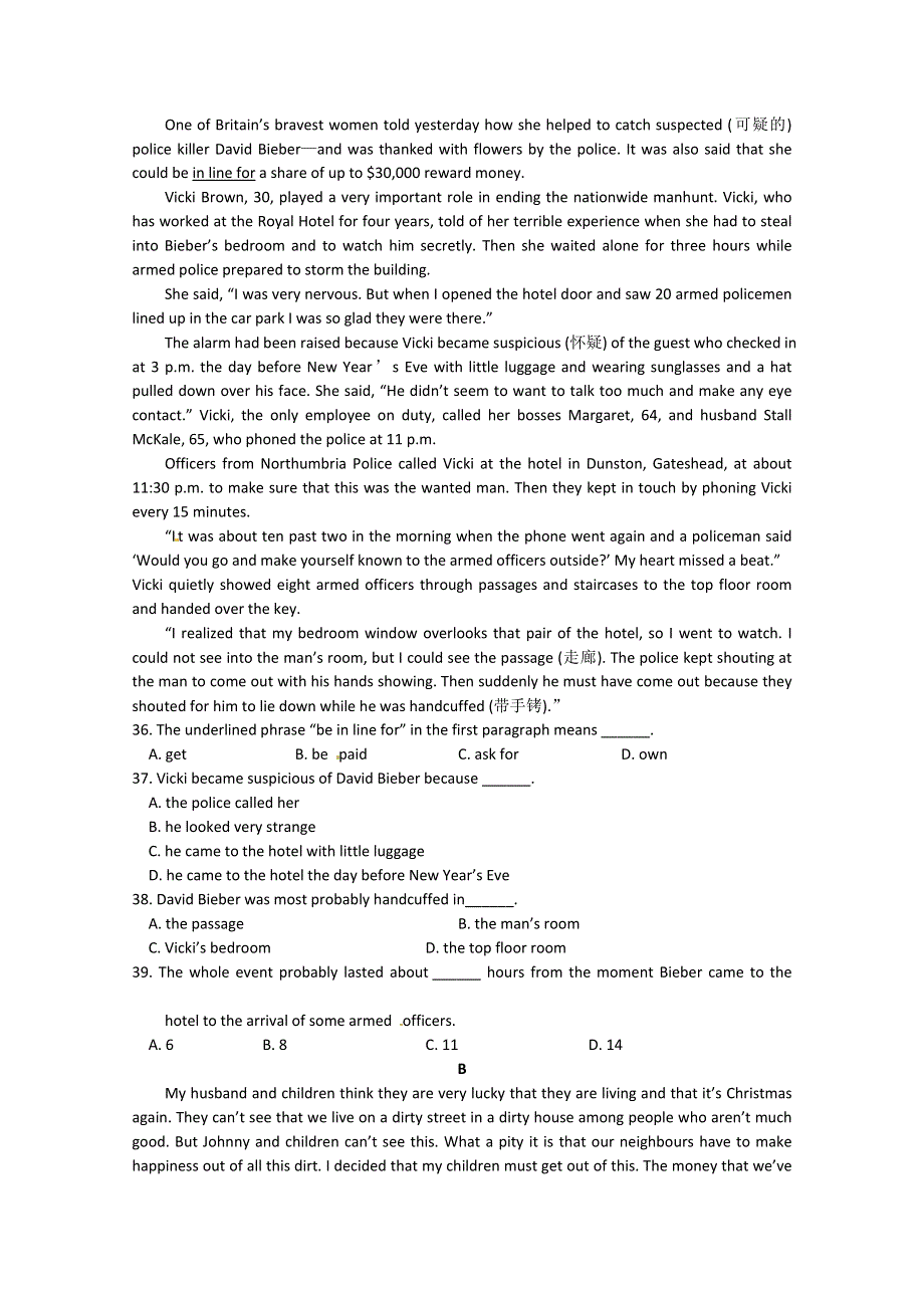 2014-2015学年高中英语同步《百强校》练习题《5》及答案：UNIT3（人教新课标必修4）.doc_第3页