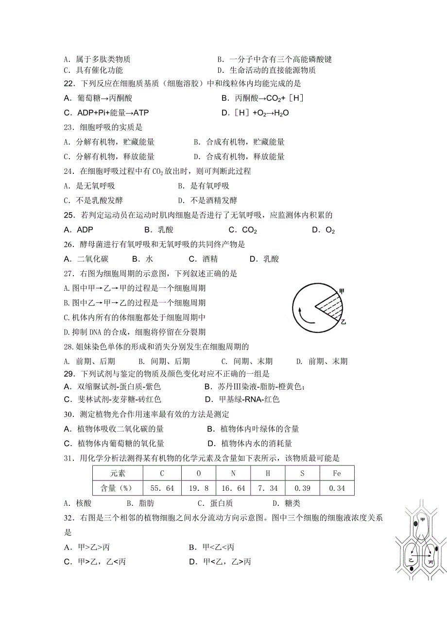 北京市京源学校10-11学年高二上学期期中考试（生物）.doc_第3页