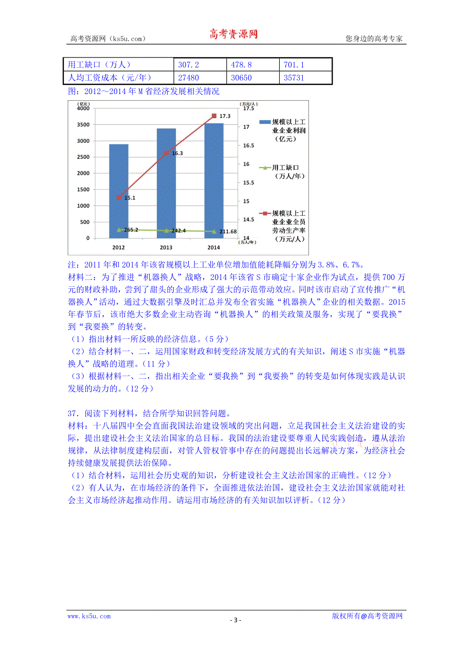 广东省普宁市华美实验学校2014-2015学年高二下学期期中考试政治试题 WORD版含答案.doc_第3页