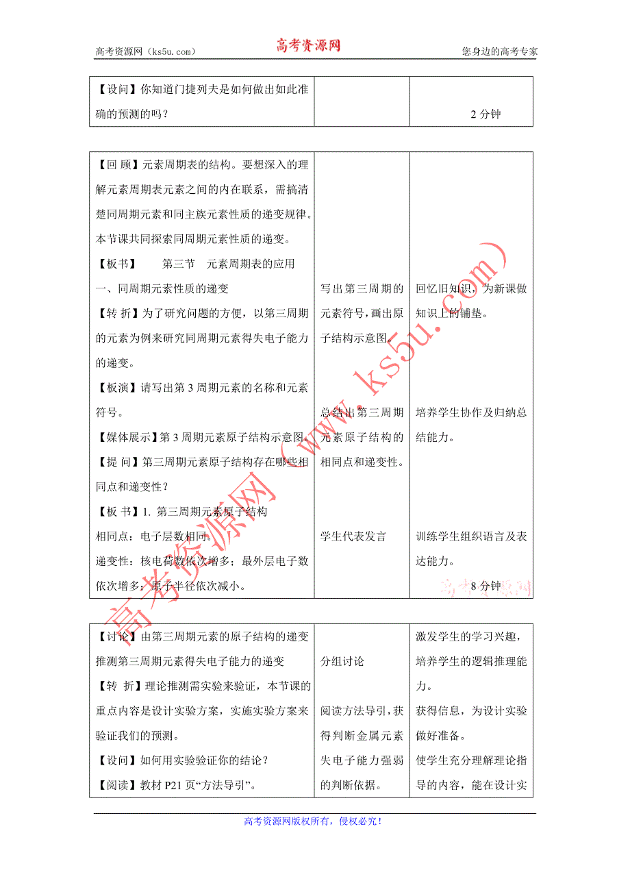 化学：《认识同周期元素性质的递变规律》教案.doc_第2页